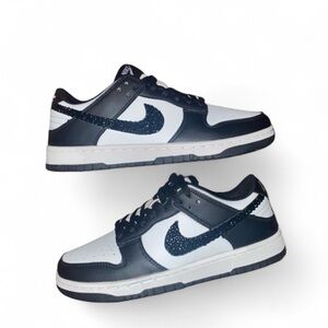 Nike Pandas Black & White Low Tops With Luxe Crystals Ticks New